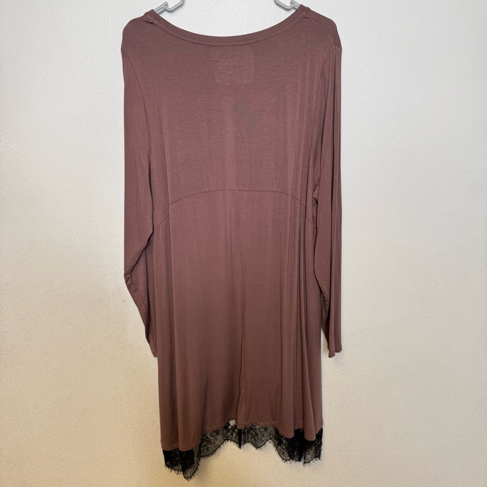 LOGO Lori Goldstein Purple Toned Brown Stretch Lace Tunic 3/4 Sleeve Shirt 1X - Picture 7 of 12